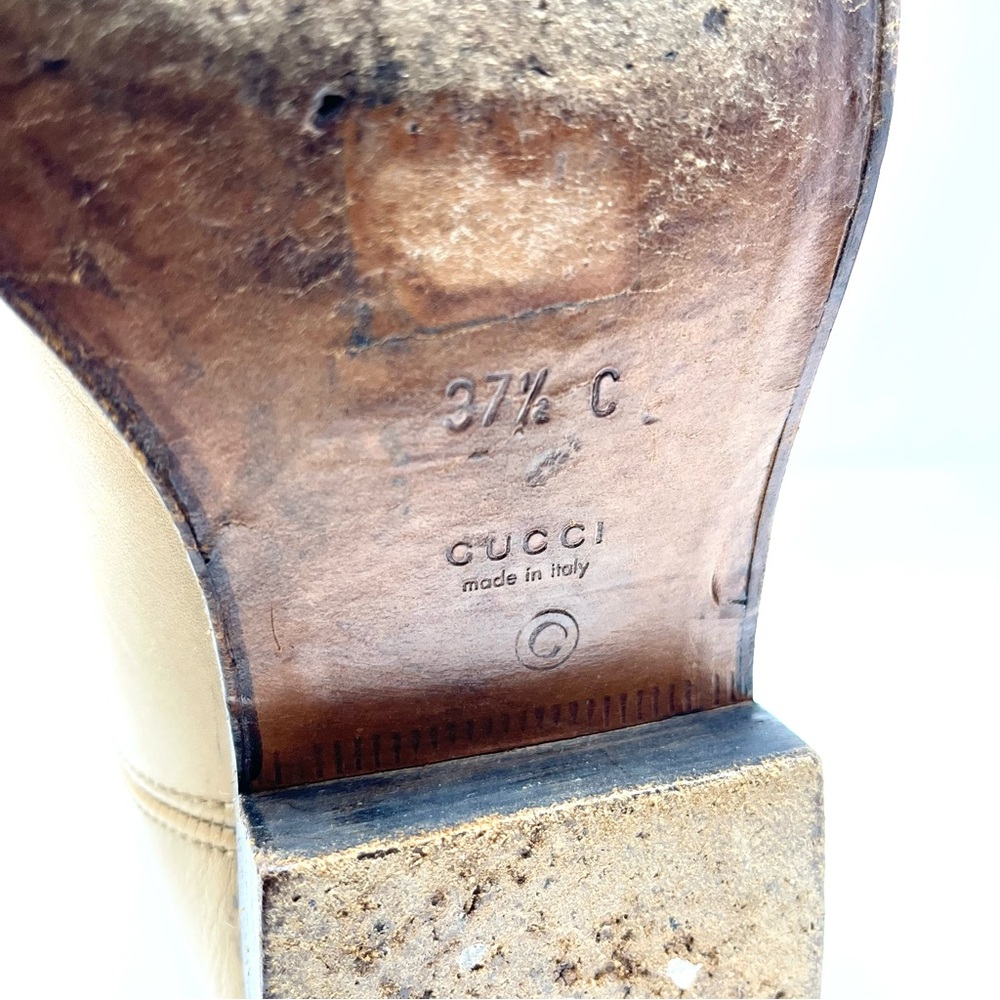 RARE Vintage Gucci GG Logo Monogram Tall Riding Boots Tan Brown Canvas 37.5 7.5 - Picture 10 of 12